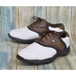 Footjoy Junior Size 4 (M) Leather Golf Shoes Cleats FJ Brown Saddle 45041
